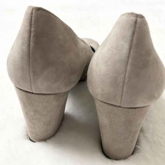 NEW Stuart Weitzman Mary Mid Heel Pump Tan Suede Block Heel Size 9.5 M - Picture 4 of 9